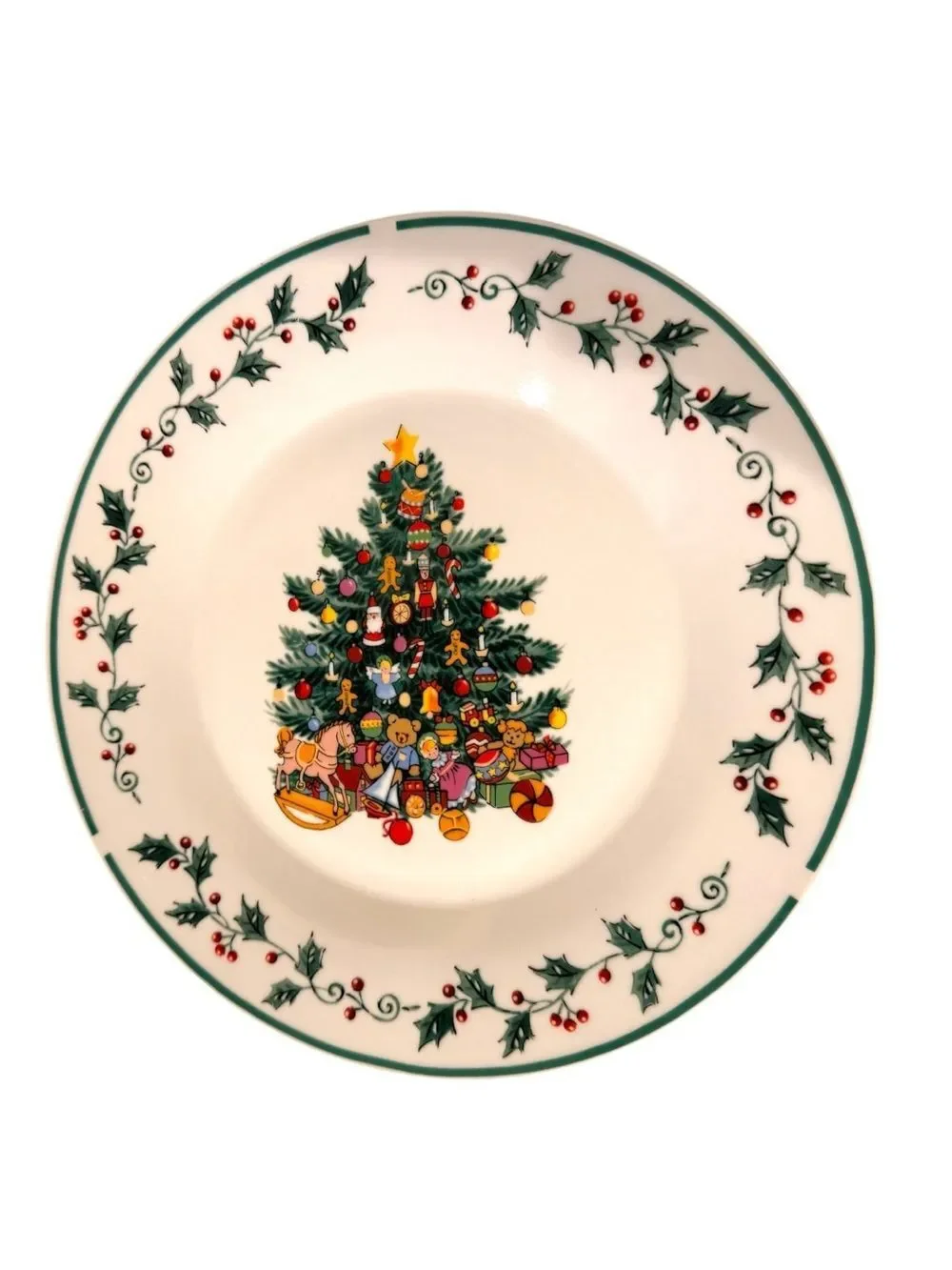 Gibson White Tree Trimming Cake Plate and Server Set 10 1/2  inch NEW in orginal